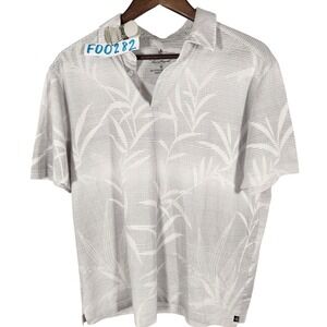 Nat Nast Mens Gray Palm Tree Striped Print Polo Shirt Size‎ Medium